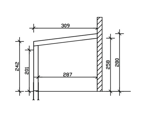 Dessin technique d''une construction de cabanon avec indications de dimensions en millimètres