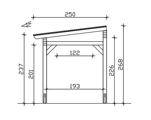 Schéma technique d''un abri avec dimensions