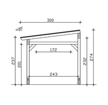 Schéma technique d''une construction en bois avec dimensions