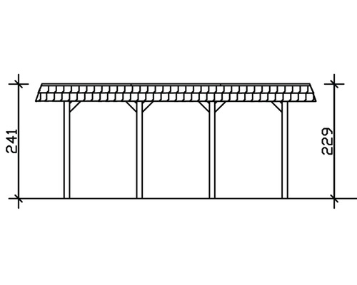 Schéma technique d''un pavillon en bois avec indication de la hauteur