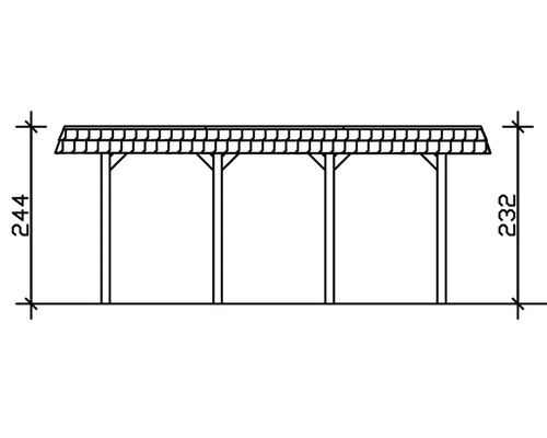 Schéma technique d''un carport avec dimensions.