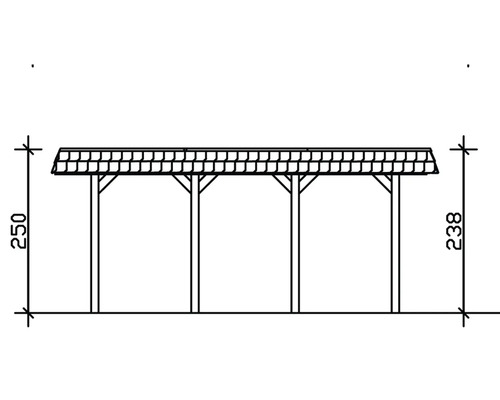 Schéma d''un pavillon de jardin en bois avec des dimensions.