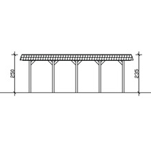 Technische Zeichnung eines Carports mit Abmessungen