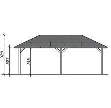Zeichnung eines Pavillons mit Maßangaben