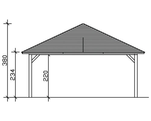 Dessin technique d''un pavillon avec indications de hauteur