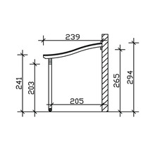 Schéma technique d''un store banne avec indications de dimensions