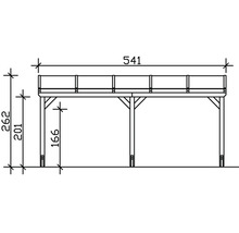 Schéma d''une terrasse en bois avec dimensions.