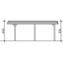 Technische Zeichnung eines Carports mit Höhenangaben.