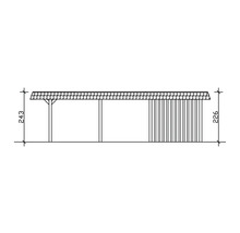 Technische Zeichnung eines Carports mit Maßangaben.