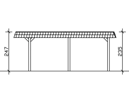 Dessin technique d''un pavillon en bois avec indications de dimensions.