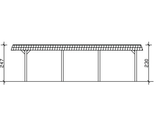 Dessin technique d''un carport avec indications de hauteur