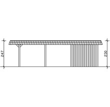 Schéma technique d''un carport avec indications de dimensions