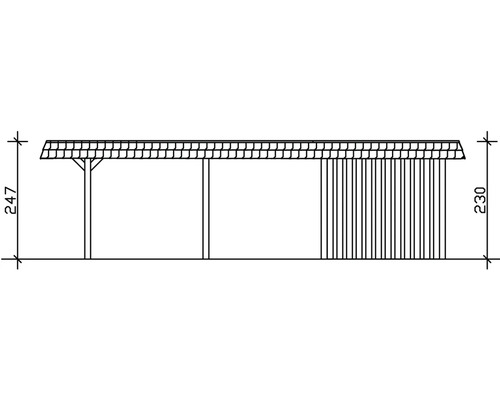 Schéma technique d''un carport avec indications de dimensions