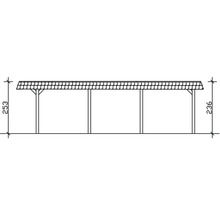 Technische Zeichnung eines Carports mit Maßangaben