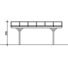 Zeichnung einer Holzpergola mit Höhenangabe 281 Zentimeter.