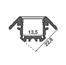 Section de profilé avec dimensions indiquées 13,5 et 22,8