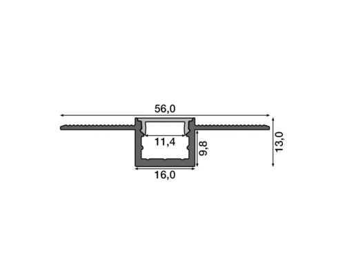 Dessin d''un profilé LED avec indication des dimensions