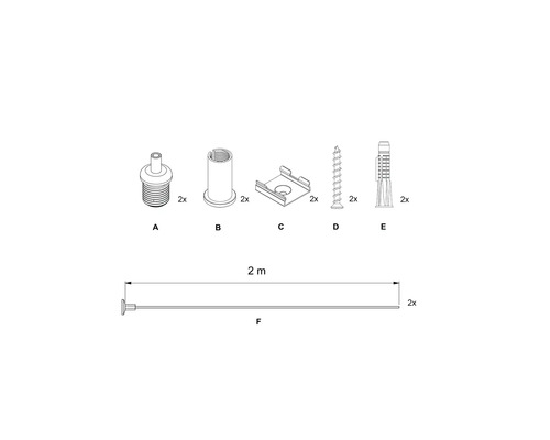 Image des composants d''un kit : chevilles, vis et accessoires.