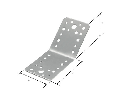 Winkelverbinder mit Löchern und den Kennzeichnungen a, b und c