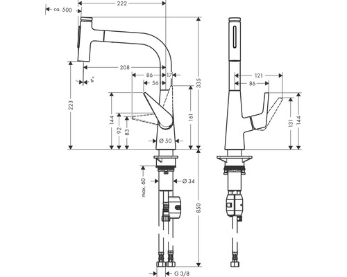 Dimensions du robinet
