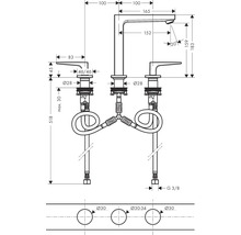 hansgrohe 3-Loch Waschtischarmatur METROPOL 160 weiß matt mit Push-Open Ablaufventil 32515700