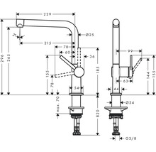 Dessin technique d''un robinet avec dimensions
