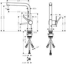hansgrohe Niederduck Küchenarmatur TALIS M54 edelstahl gebürstet 72859800