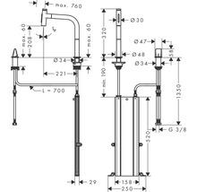 Schéma technique d''un robinet avec dimensions