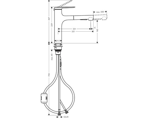 Dessin technique d''un robinet avec dimensions