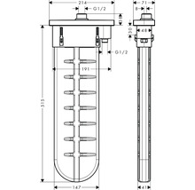 Schéma technique d''un thermoplongeur avec indications de dimensions.