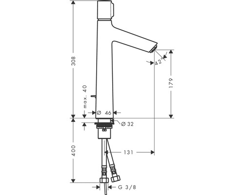 Dessin technique d''un robinet avec dimensions