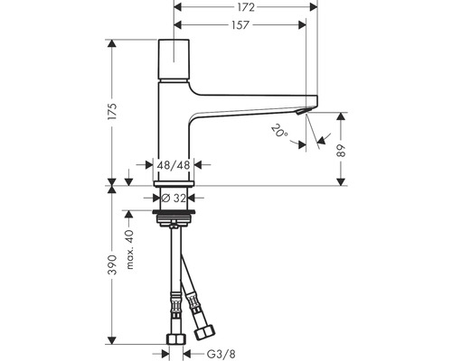 Dessin technique d''un robinet avec dimensions