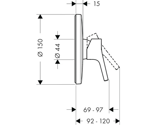 Schéma technique d''un robinet avec dimensions