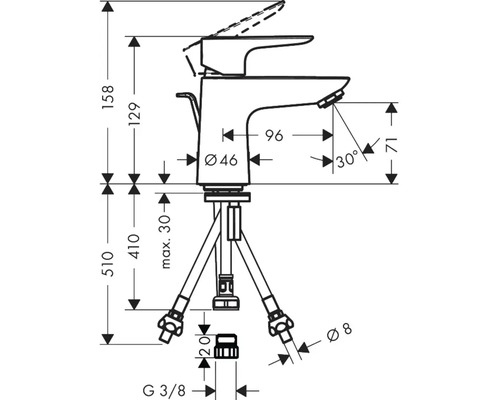 Dessin technique d''un robinet avec indications de dimensions