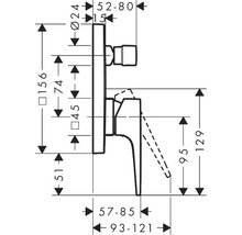 hansgrohe Badewannenarmatur Unterputz METROPOL chrom ohne Unterputzgrundkörper 74546000
