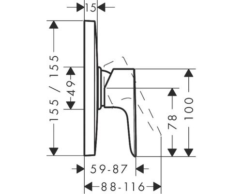 Schéma technique d''un robinet avec dimensions