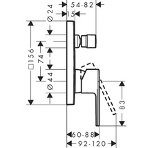 Dessin technique d''un robinet avec indications de mesure