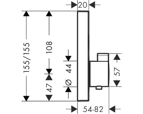 Schéma technique d''un accessoire de salle de bains avec les dimensions