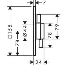 Dessin technique avec les dimensions d''un produit sanitaire