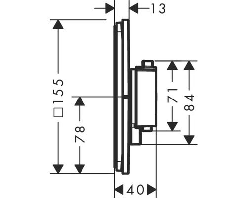 Dessin technique avec les dimensions d''un produit sanitaire.