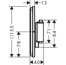 Technische Zeichnung mit Maßangaben des Produkts: 155 mm Höhe, 78 mm Höhe, 84 mm Höhe, 71 mm Höhe, 40 mm Breite, 13 mm Tiefe.