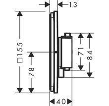 Technische Zeichnung mit Maßangaben für ein Produkt, inklusive Höhe von 155 mm.