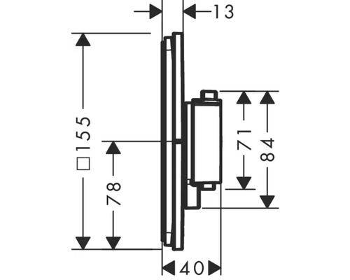 Technische Zeichnung eines Papierrollenhalters mit Maßangaben