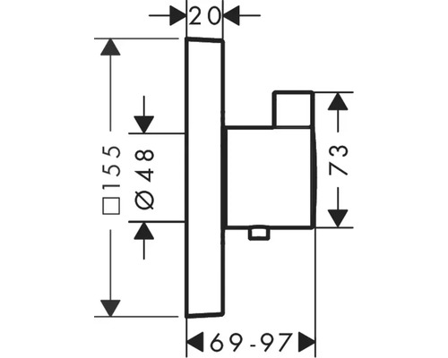 Dessin technique d''un crochet mural avec dimensions