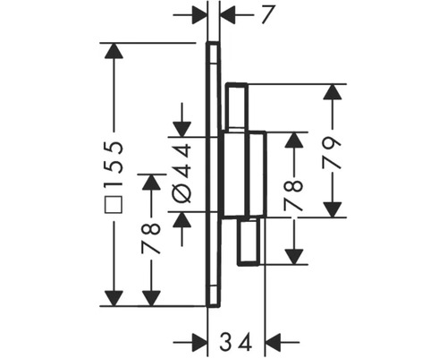 Dessin technique d''un produit sanitaire avec indication des dimensions
