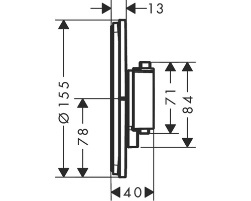 Schéma technique d''un produit de salle de bains avec dimensions.