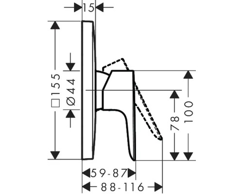 Dessin technique d''un robinet avec indication des dimensions