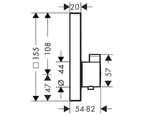 Dessin technique d''un accessoire de salle de bains avec indications de dimensions