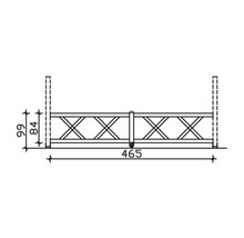 Schéma technique d''un élément de clôture avec dimensions.