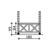 Dessin technique d''une balustrade de terrasse en bois avec indications de dimensions